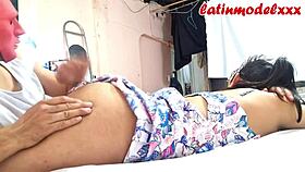 Big ass latina model strips flower dress rides cock with deepthroat.