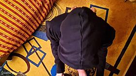 Hooded Stranger Gives Intense Blowjob And Swallows Cum