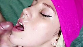 best blonde hottie nanda ragna takes multiple facial cumshots in hot blowjob compilation