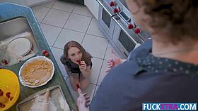 Madi Collins Takes Big Chocolate Cock Kitchen