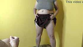 BBW femdom MILF milks fat nerd virgin cock deep into her hairy pussy