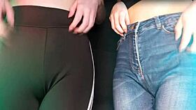 twins deliver deep scratching asmr in tight leggings and jeans erotic session