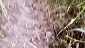 gifted guys group fuck in bushes with hairy cum loads