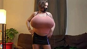 shanneltrav's massive trans boobs bounce wildly