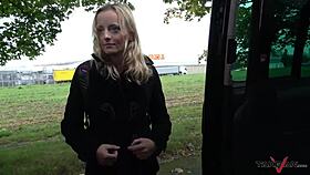 Student Fucks Hard In Stranger Taxi Van!