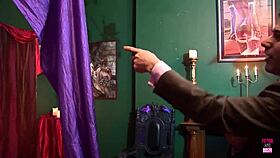 Milf vampire cosplay seduces couple in her mansion 😈🧛