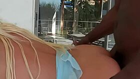 Slim Blonde Ecstatic Over Double Black Cock Pounding