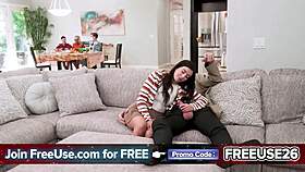 shaved slut rides cock cowgirl then bent over for seasonal pounding