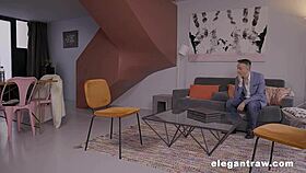 she gives a teasing house tour fingering shaved pussy rimming big cock monster tits