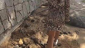 wanna see this girl flash her pussy on the beach in a tiny bikini?