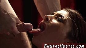 Blonde amateur teen endures extreme rough dp bondage first time