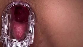 ever seen a horny amateur's shaved pussy squirt so hard?