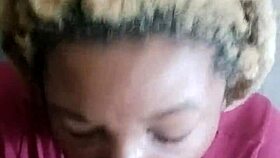 Ebony princess slurps deep on black cock in sloppy pov silence