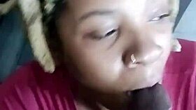 Ebony princess slurps deep on black cock in sloppy pov silence