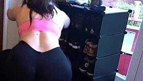 Big Butt Babe Rides Cock to Creampie Workout Frenzy