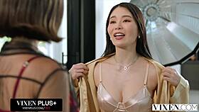 Eve Sweet And Rikako Katayama Share Massive Cock Passionately