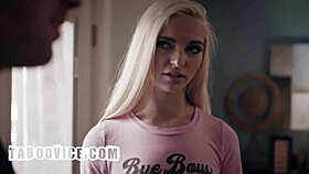 Skinny blonde babe bent over for DP by teacher and older stud