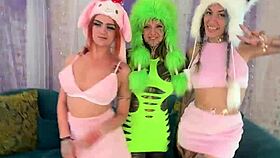 adorable inked girl rides massive dildo in cute punk outfit!