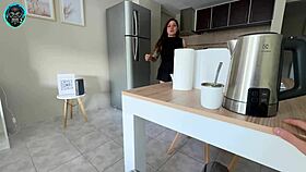 cute petite latina babysitter sneaks in late for deepthroat pov fun