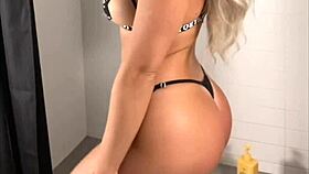 pov roommate spies blonde shower fingering big tits ass