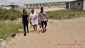 we hit the beach for ebony fun then i pounded her sexy small tits ass back home hard