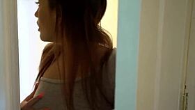 the curious young woman spies intently then surges with overwhelming desire