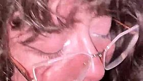 hey this chick's split tongue deepthroats my cock sloppy then takes my cum on her face