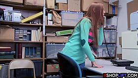 Redhead Shoplifting Teen Roughly Smashed by Mall Cop's Big Cock!