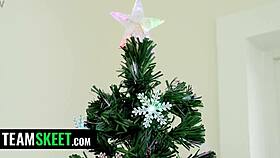 Blonde Big Tits Sloppy Blowjob Santa Spanks and Cums Early