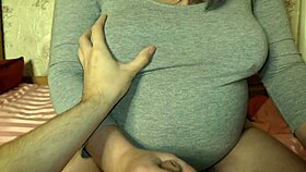 Milky pregnant blonde big tits creampie roleplay