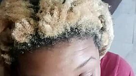 Ebony princess slurps deep on black cock in sloppy pov silence