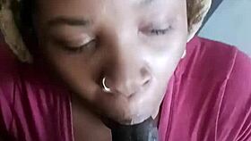 Ebony princess slurps deep on black cock in sloppy pov silence