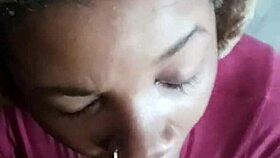 Ebony princess slurps deep on black cock in sloppy pov silence
