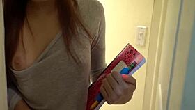 the curious young woman spies intently then surges with overwhelming desire