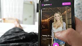 gf spots guy stroking huge cock and dives into pov blowjob action