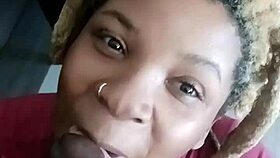 Ebony princess slurps deep on black cock in sloppy pov silence