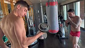 Gym threesome sparks cuz huge ass too distracting 🍑😈