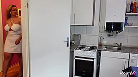 hey kathy the bbw mature tricked repairman into kitchen deepthroat fuck