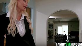 Blonde Milf Crashes Young Couple's Fuck for Wild Threesome Action!