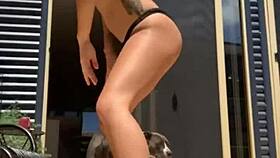 cute girl dances and strips teasing her tight body online