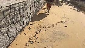 wanna see this girl flash her pussy on the beach in a tiny bikini?