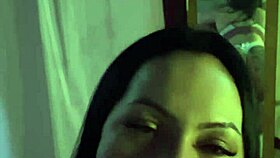 Brazilian brunette wife flashes natural tits and sucks wildly