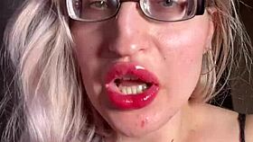 she breaks you completely with her glasses and lipstick findom jerk instructions