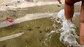 i love watching my sexy asian wife's big tits bounce nude on beach