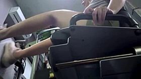 hey watch this horny gym beauty finger pussy and squirt on bench