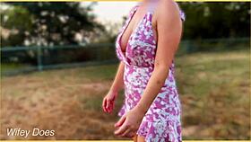 wife flashes massive tits in public outdoor thrill 😍 voyeur milf expose