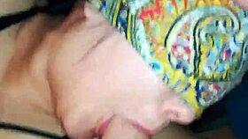 Tied up girlfriend sucks big cock while watching kinky videos