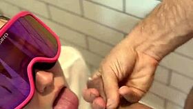 Dickflash Bathroom Adventure Part 2: Rough Shower Facial Cumshot