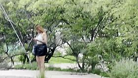 Big ass stranger in miniskirt hops in car for creampie ride