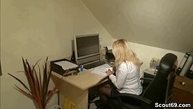 german milf boss fucks young apprentice's mega cock hard 😈🇩🇪